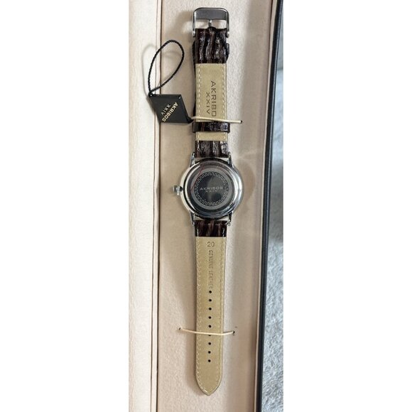 Akribos XXIV Men’s Retro Black Dial Watch w/ Date Window Leather Strap AK715SSB - Picture 9 of 16